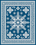 Deep Blue White Snowflake Floral Medallion Rug