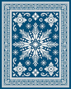Deep Blue White Snowflake Floral Medallion Rug