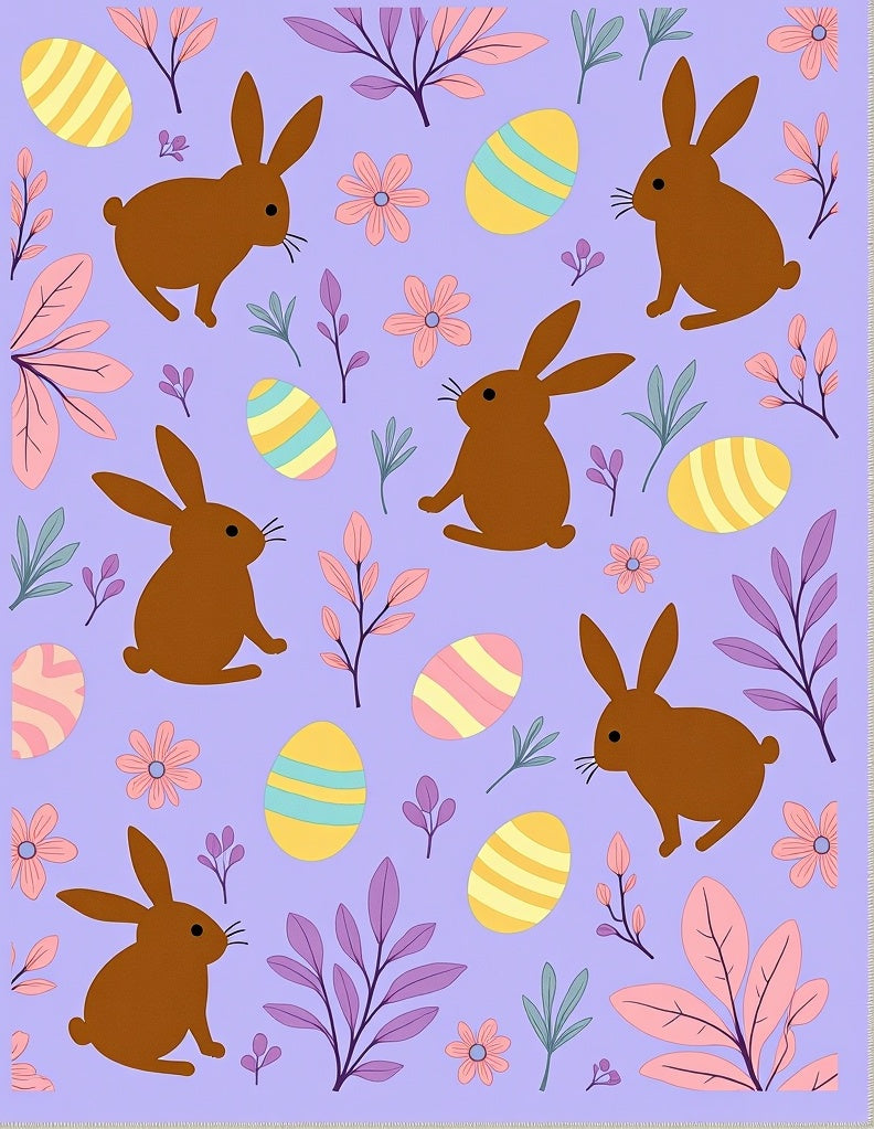 Brown Bunny Easter Egg Meadow Rug