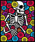 Vibrant Skeleton Flower Burst Rug
