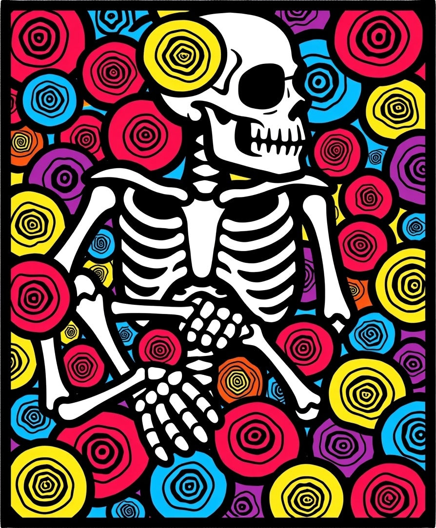 Vibrant Skeleton Flower Burst Rug
