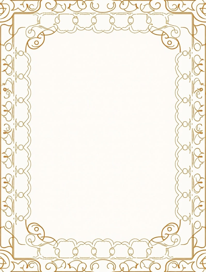 Ornate Golden Flourish Border Rug