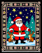 Santa Claus Reindeer Christmas Starry Night Rug