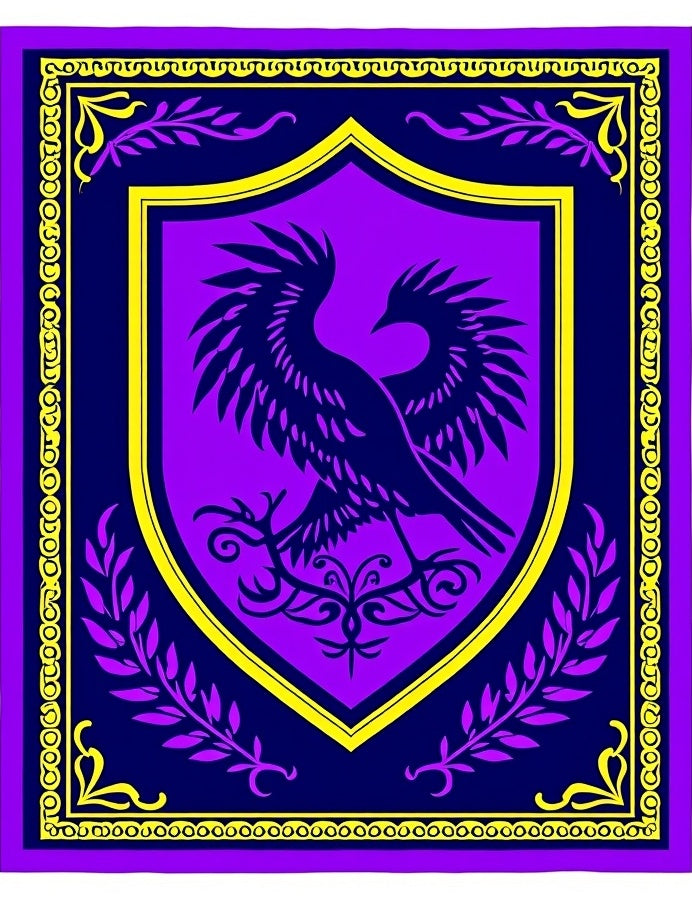 Royal Purple Blue Bird Crest Rug