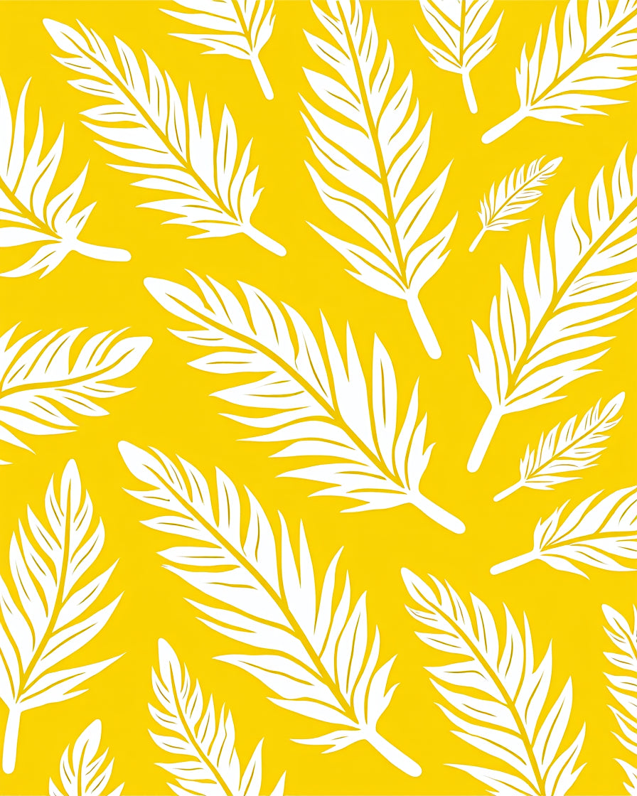 Vibrant Yellow Tropical Fern Leaves Rug