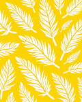 Vibrant Yellow Tropical Fern Leaves Rug