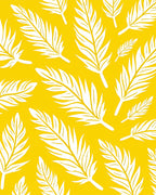 Vibrant Yellow Tropical Fern Leaves Rug