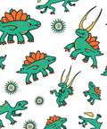 Whimsical Green Orange Dinosaur Friends Rug