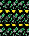 Yellow Cups with Green Leaf Sprigs Rug