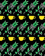 Yellow Cups with Green Leaf Sprigs Rug