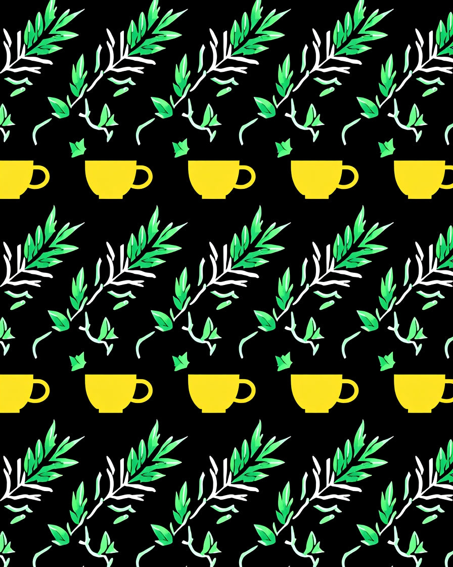 Yellow Cups with Green Leaf Sprigs Rug