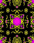 Yellow Pink Black Tribal Eye Rug
