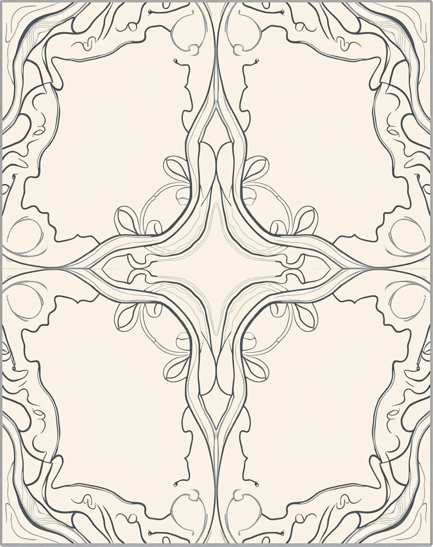 Cream Slate Art Nouveau Profile Inlay Rug