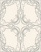 Cream Slate Art Nouveau Profile Inlay Rug
