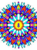 Vibrant Psychedelic Sunburst Mandala Rug