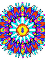 Vibrant Psychedelic Sunburst Mandala Rug