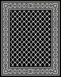 Bold Black White Geometric Medallion Border Rug