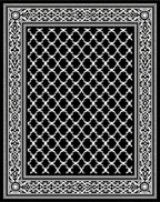 Bold Black White Geometric Medallion Border Rug