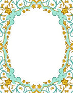 Golden Star Turquoise Arabesque Frame Rug