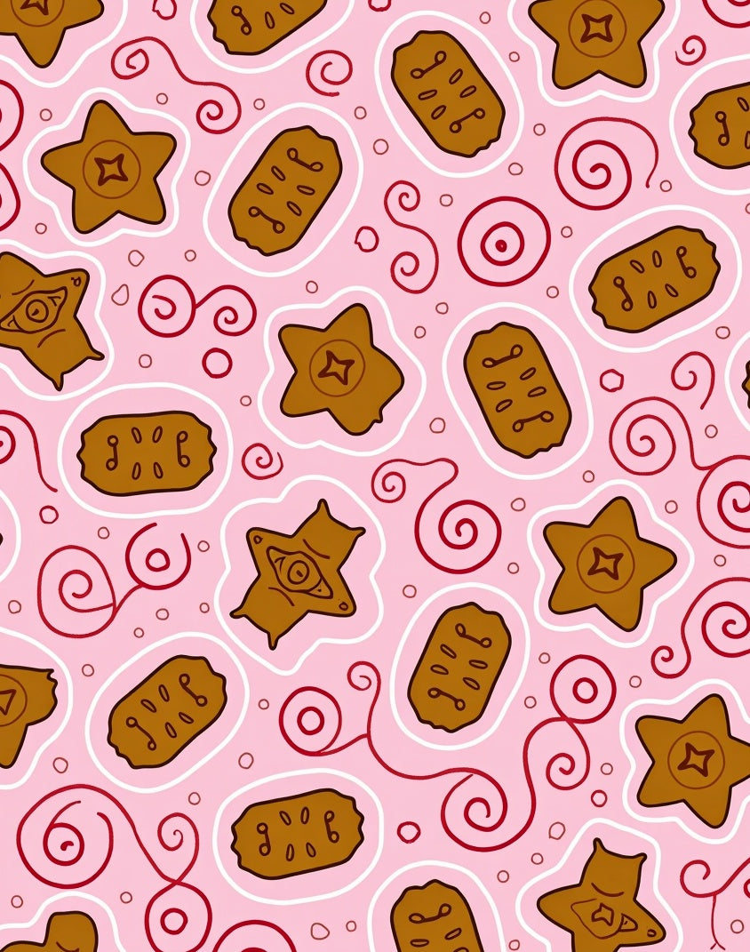 Pink Brown Whimsical Cookie Swirls Rug