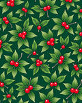 Emerald Green Red Berry Foliage Rug