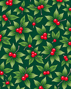 Emerald Green Red Berry Foliage Rug