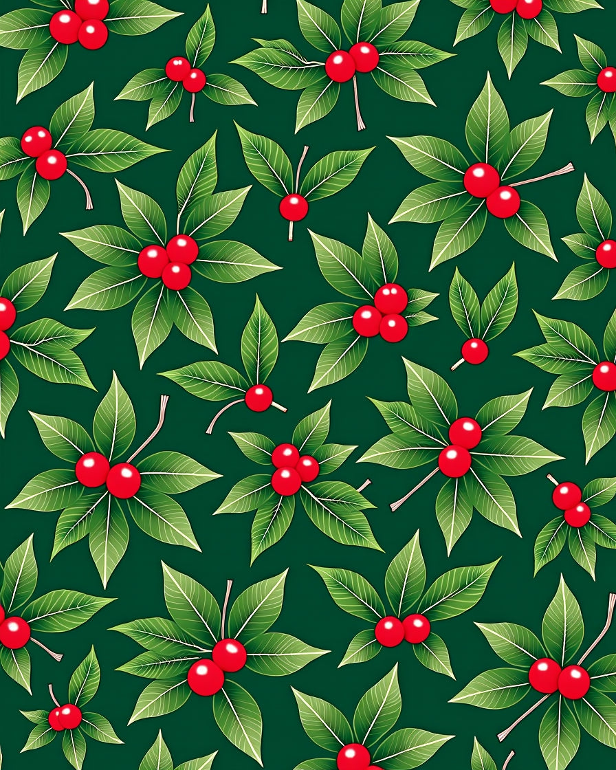 Emerald Green Red Berry Foliage Rug