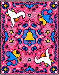 Vibrant Pink Bell and Banana Medallion Rug