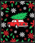 Red Car Snowflakes Christmas Tree Rug