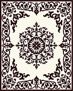 Dark Brown Baroque Floral Medallion Rug