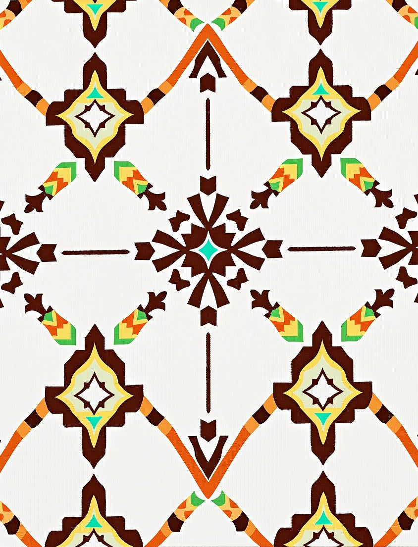 Warm Earth Tones Geometric Starburst Rug