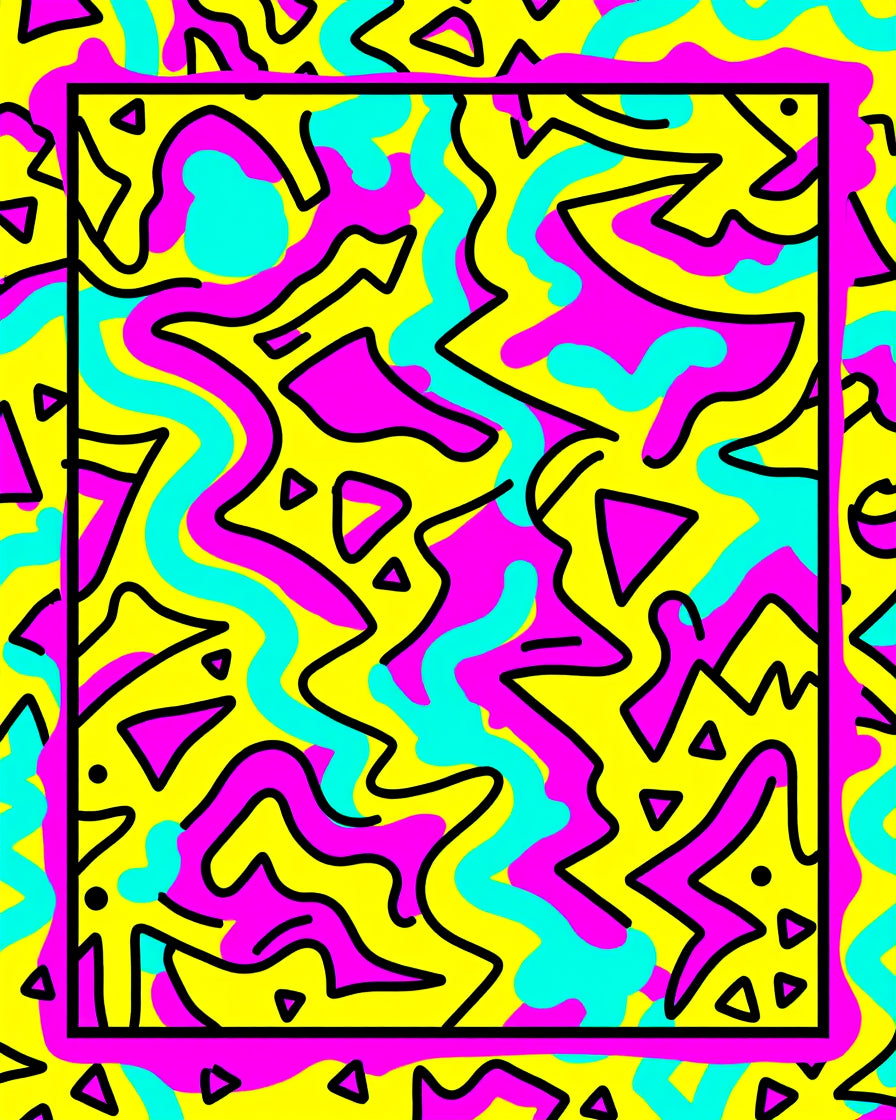 Retro Yellow Pink Teal Abstract Swirls Rug