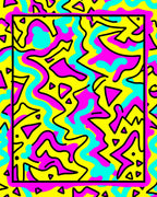 Retro Yellow Pink Teal Abstract Swirls Rug
