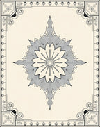 Cream Gray Art Deco Star Burst Rug