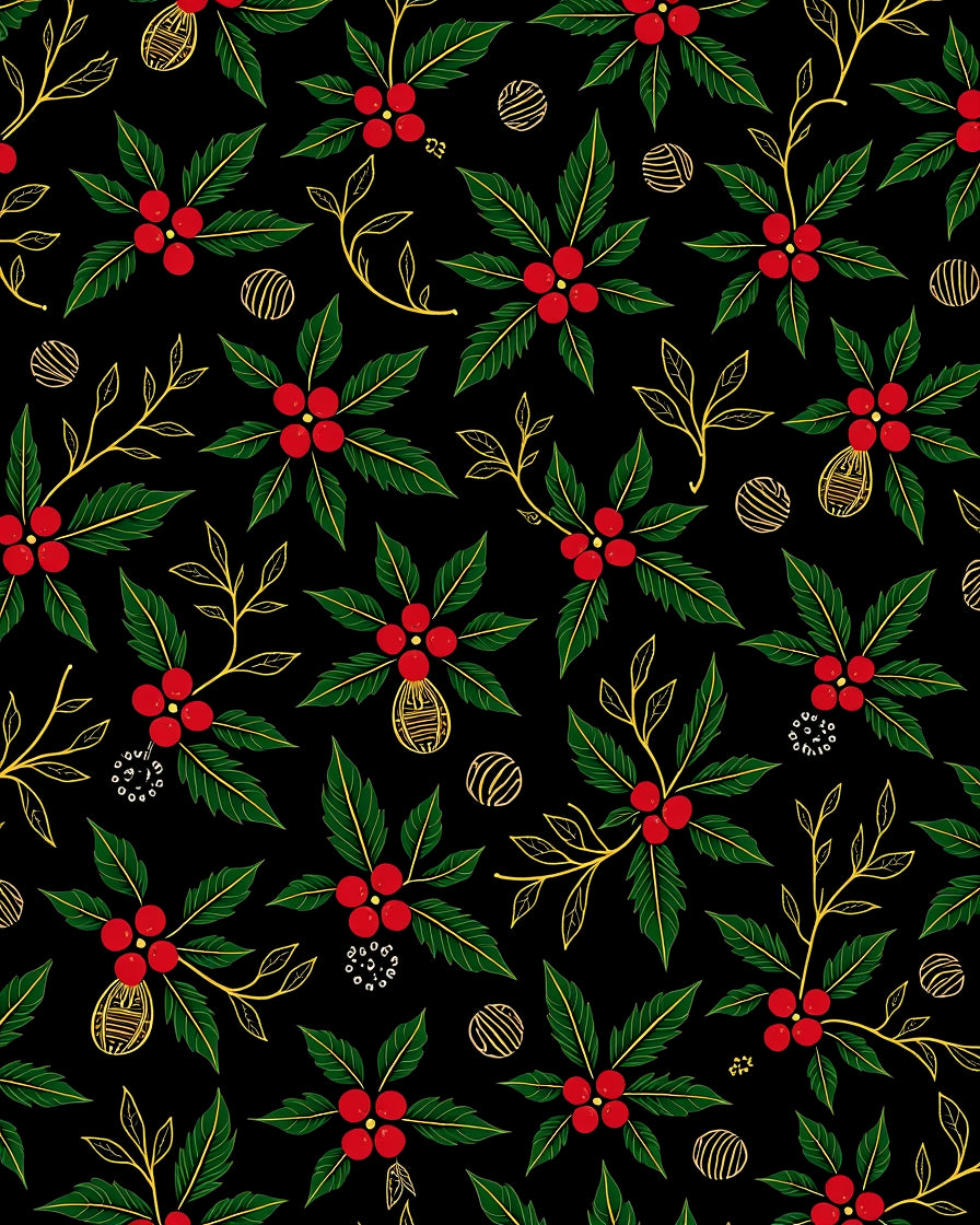 Emerald Holly Berry Christmas Garland Rug