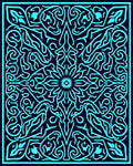 Cyan Intricate Floral Medallion Tapestry Rug
