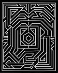 Black White Geometric Maze Lines Rug