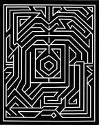Black White Geometric Maze Lines Rug