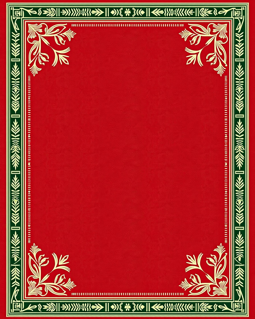 Crimson Emerald Floral Border Rug