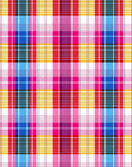 Vibrant Pink Blue Yellow Plaid Grid Rug