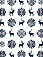 Navy Blue Reindeer Snowflake Repeat Rug