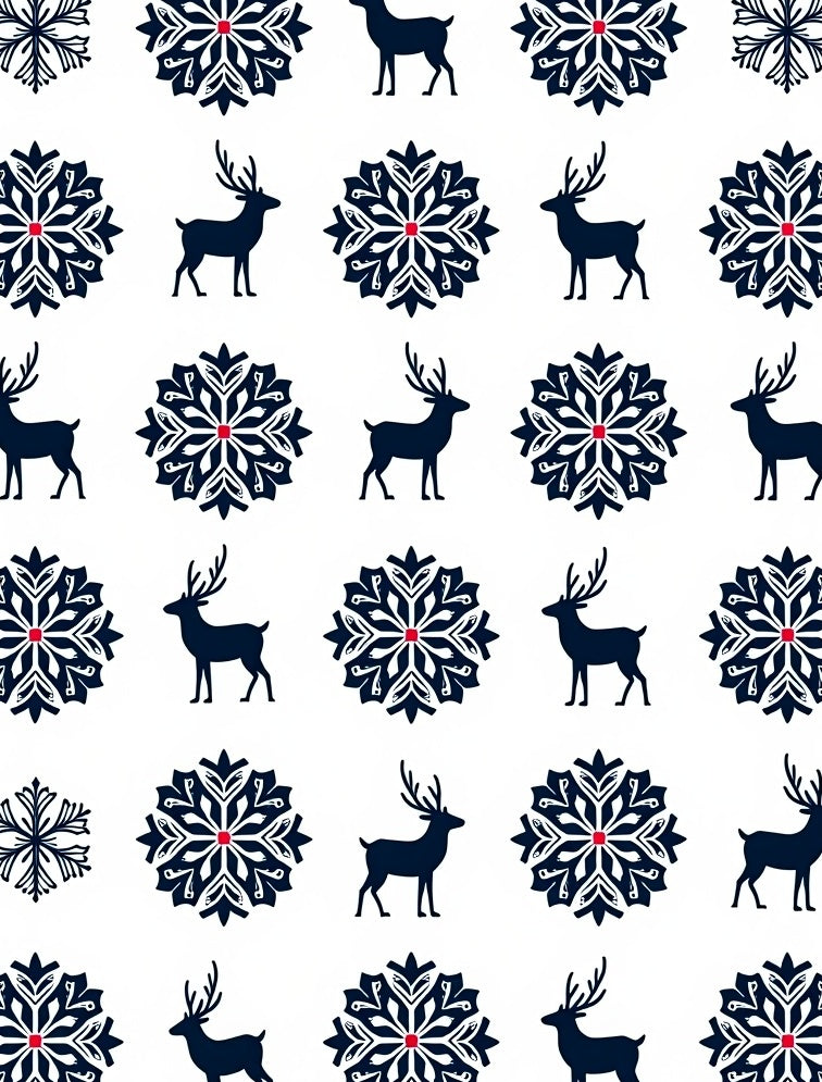 Navy Blue Reindeer Snowflake Repeat Rug