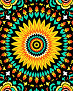 Vibrant Yellow Sunburst Mandala Rug