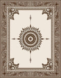 Brown Floral Sunburst Medallion Border Rug