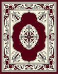 Crimson Floral Medallion Art Rug