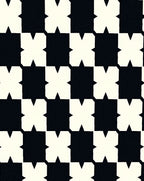 Black and White Starburst Squares Rug
