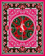 Vibrant Red Black Paisley Medallion Rug