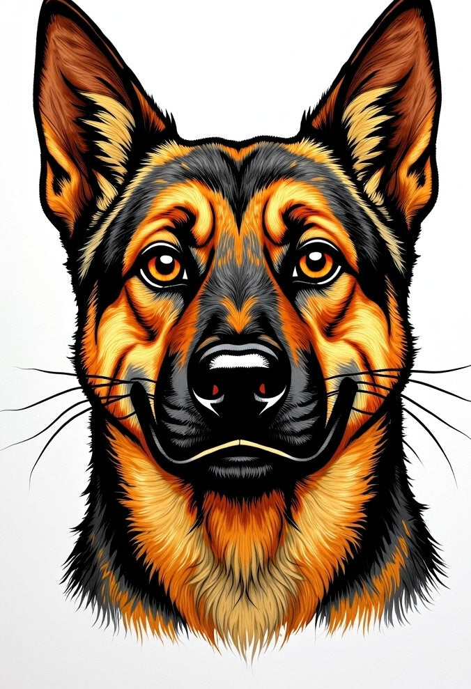 Black and Orange German Shepherd Portrait Rug