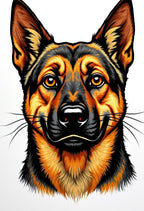 Black and Orange German Shepherd Portrait Rug
