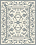 Cream Gray Floral Medallion Scrollwork Rug